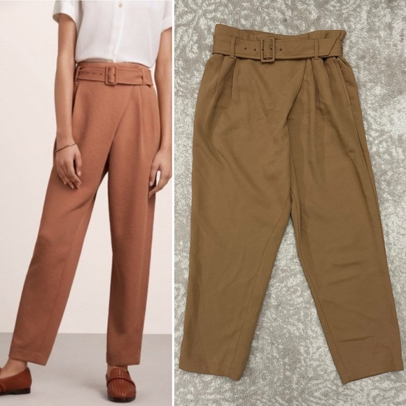 Wilfred for Aritzia Tapered Tailored Tan Work Pants | Musseaux Pant - Size Small - Picture 1 of 14